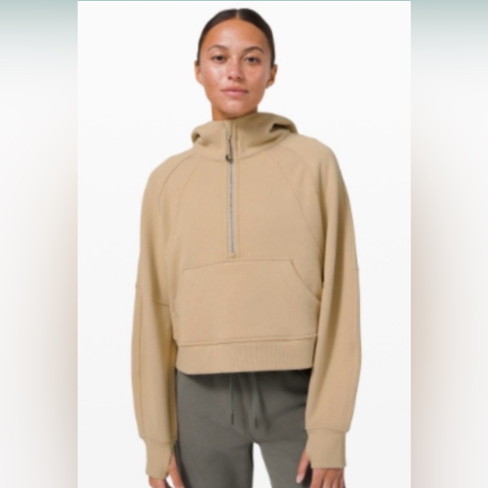 Lululemon Scuba Oversized Half-Zip‎ Hoodie Sweater in Trench Tan